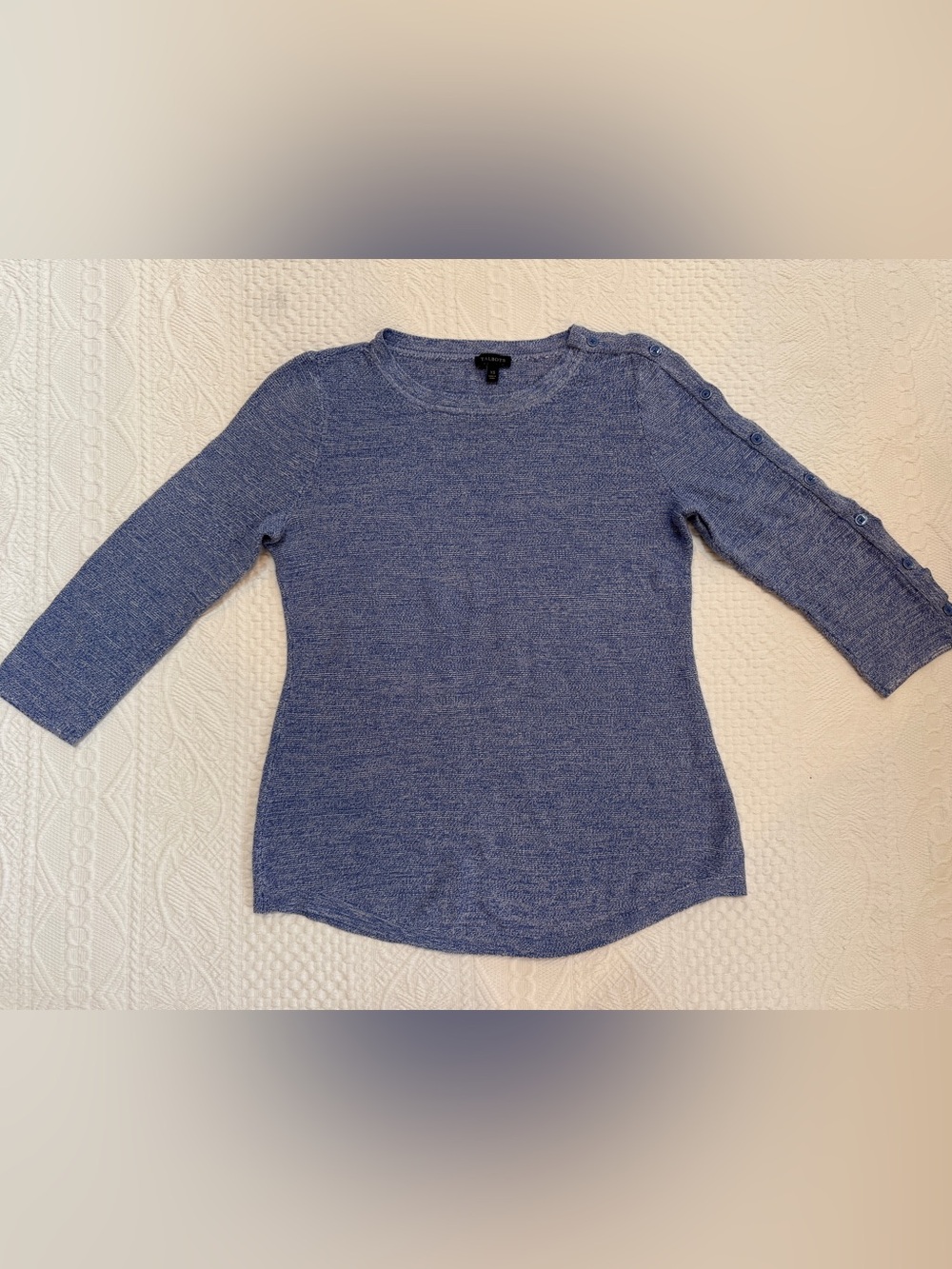 Talbots Sweater Blue 3/4 Sleeve Button Accent Sleeve Women’s XS Cotton Blend